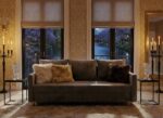 Aranżacja kanapy nocą szara sofa rozkładana 224 cm Watson
