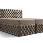 Ekskluzywne Pikowane Łóżko 140x200 Kontynentalne Styl Chesterfield + 2 Pojemniki Na Pościel + 2 Materace Bonell - Wybór Kolorów - AMORE
