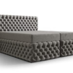 Ekskluzywne Pikowane Łóżko 180x200 Kontynentalne Styl Chesterfield + 2 Pojemniki Na Pościel + 2 Materace Bonell - Wybór Kolorów - AMORE