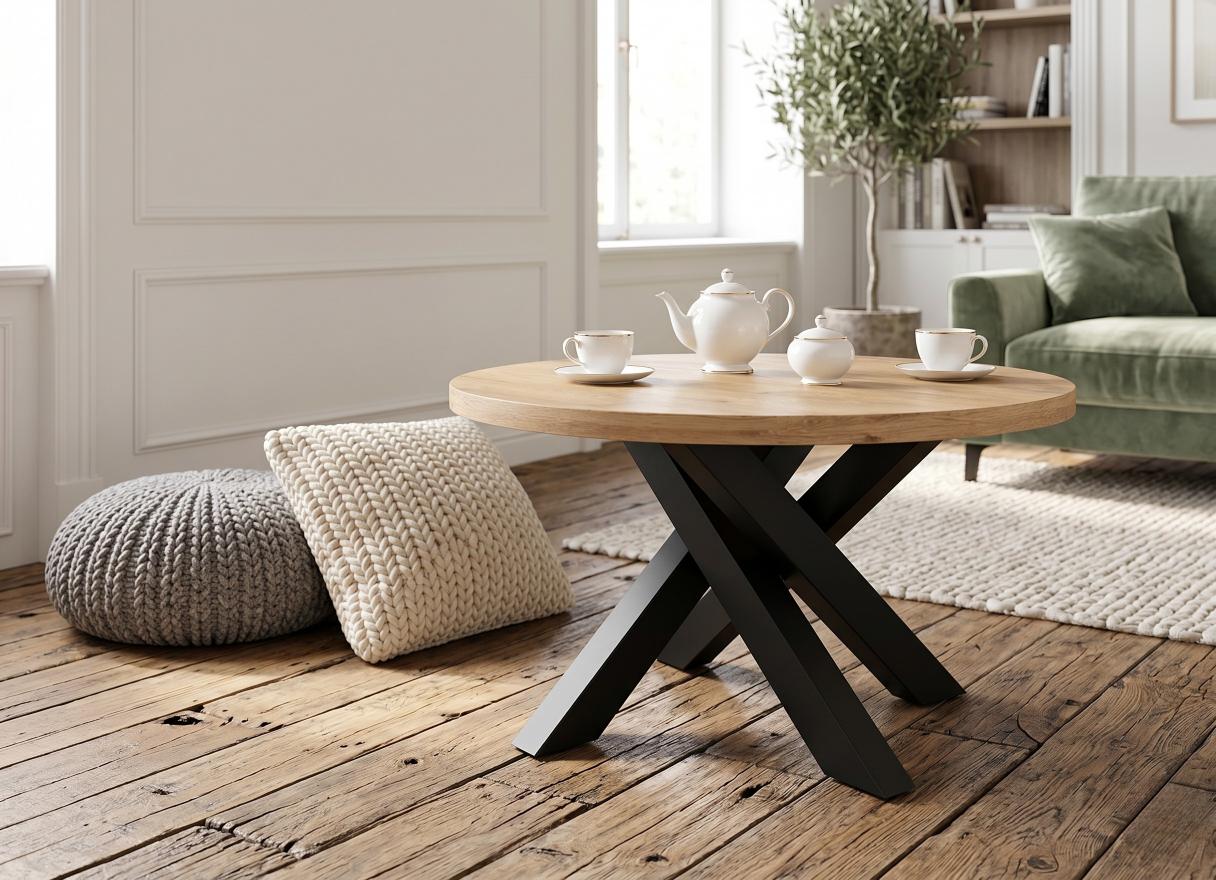 Stolik kawowy okrągły 90 cm loft Tiga