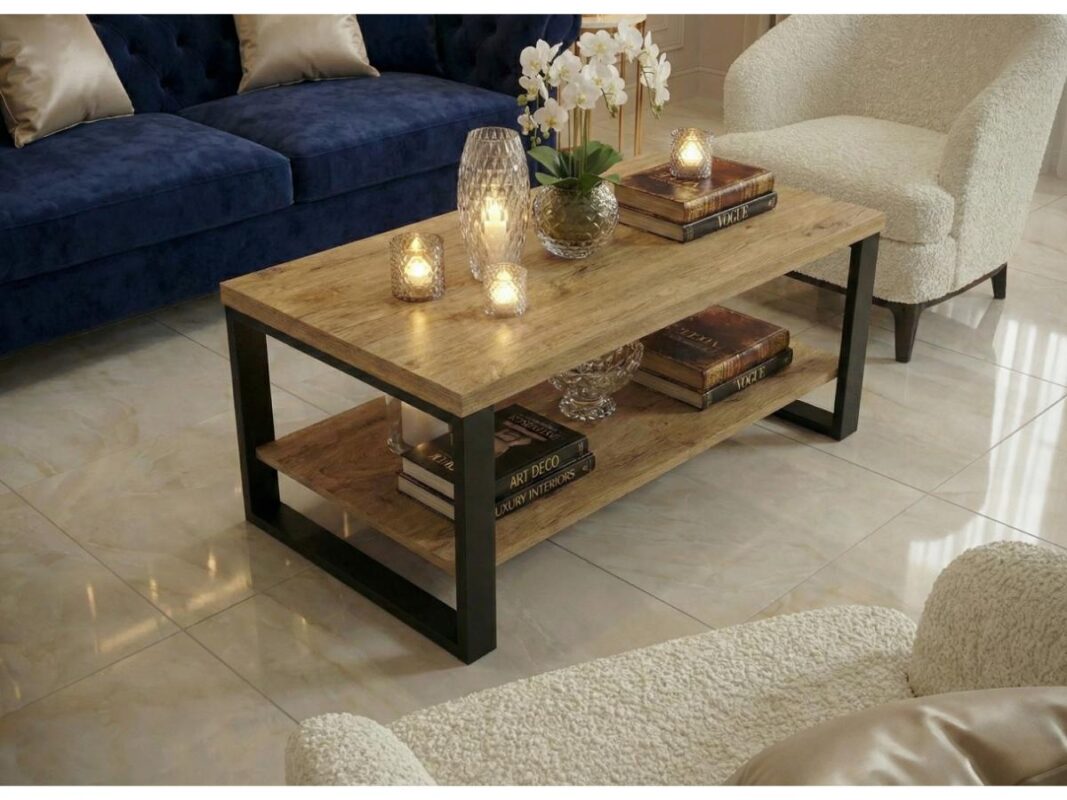 Stolik kawowy Loft 90x60 cm Soho z czarnymi nogami