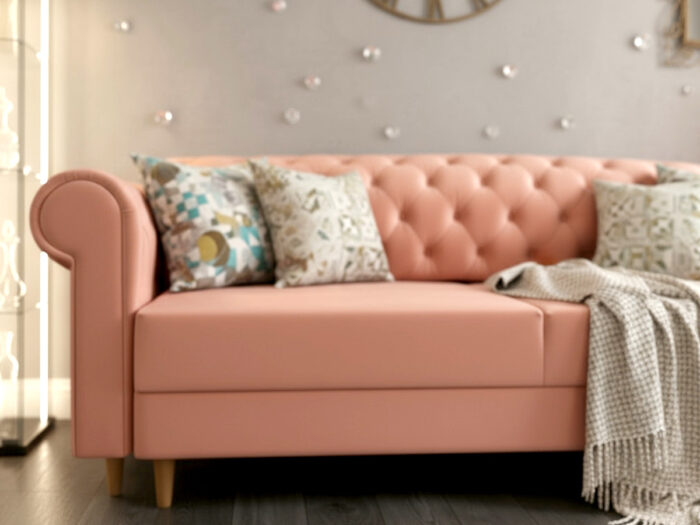 Pikowana 3 Osobowa Kanapa 245X103X90 CM + Sofa Rozkładana - Pikowane Meble Wypoczynkowe + Pianka HR45 + Sprężyny Faliste - MONA