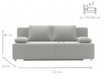 Mała Kanapa Rozkładana 202 CM Sofa Młodzieżowa Wolnostojąca Na Sprężynach Bonellowych + Wybór Kolorów - LIZA