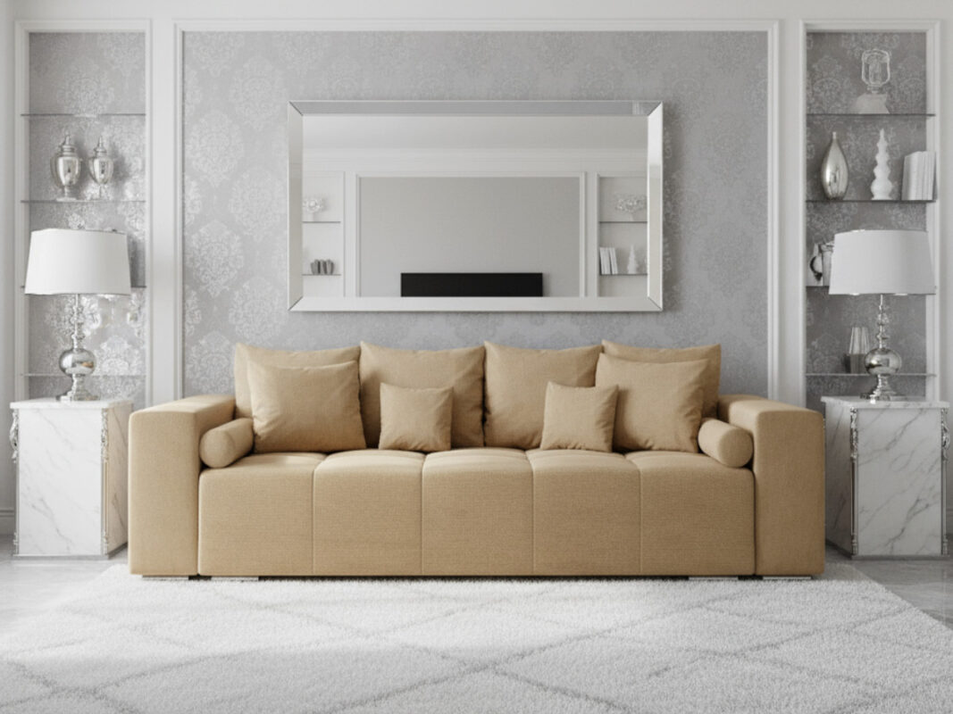 4-Osobowa Kanapa 265 CM Sofa Rozkładana Wolnostojąca Na Sprężynach Bonellowych + Wybór Kolorów - TILIA