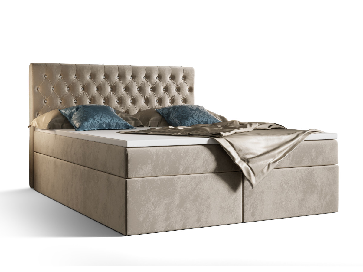 lozko-kontynentalne-boxspring-140x200-160x200-180x200-oparcie-z-krysztalkami-pikowane-wygodne-loze-z-materacem-toperem-VERA- (8) Łóżko Boxspring Z Kryształkami 140x200 Kontynentalne + 2 Pojemniki Na Pościel + 2 Materace Bonell - Wybór Kolorów - VERA