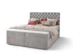Pikowane Łóżko Kontynentalne 180x200 Styl Chesterfield + 2 Pojemniki Na Pościel + 2 Materace Bonell - Wybór Kolorów - SEMPRE