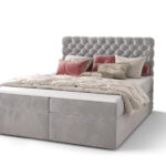 Pikowane Łóżko Kontynentalne 180x200 Styl Chesterfield + 2 Pojemniki Na Pościel + 2 Materace Bonell - Wybór Kolorów - SEMPRE
