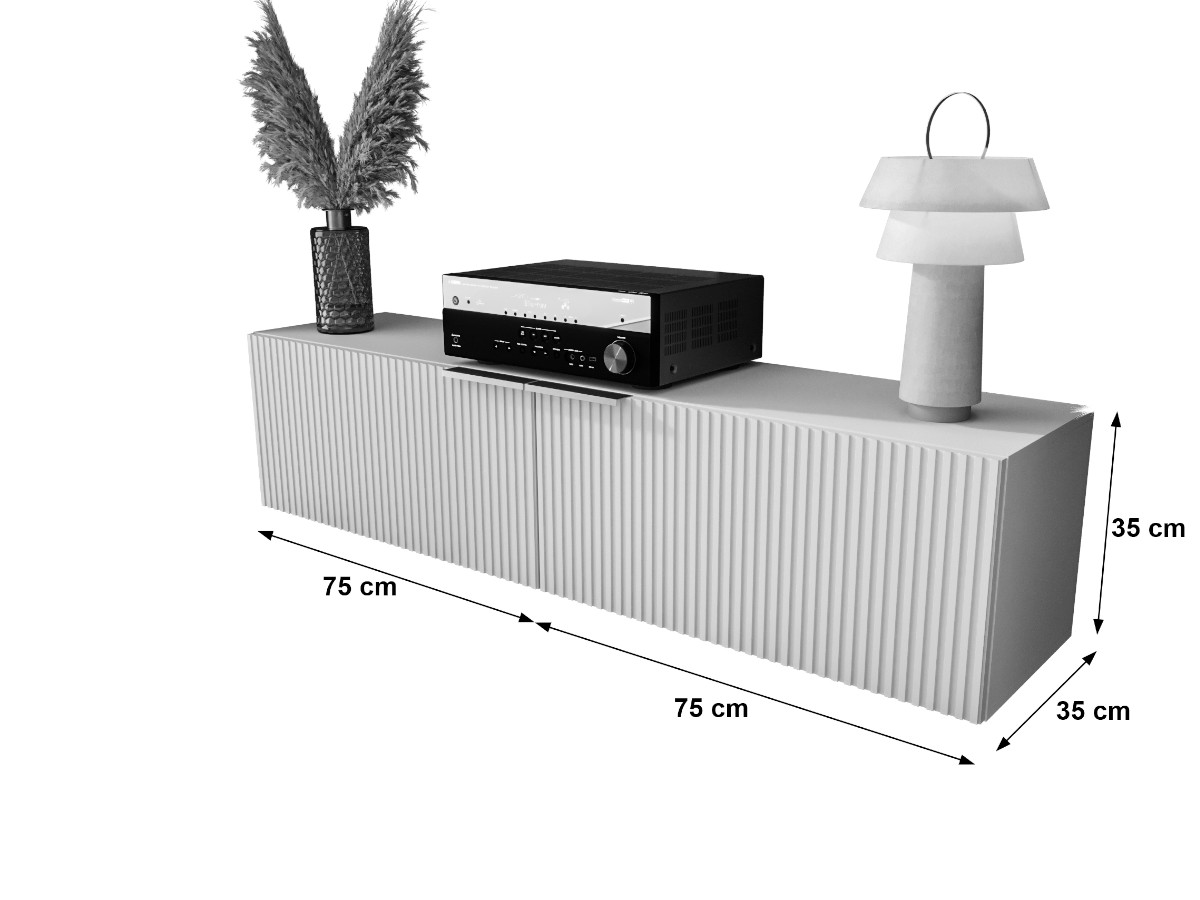 Mały Zestaw RTV Biały 150 CM Meblościanka Nowoczesna Meble RTV Szafki Modułowe Do Salonu+ Fronty Frezowane Lakierowane MDF 18 MM + Wybór Wzorów BUDAPEST