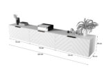 Białe Meble RTV 225 CM - Nowoczesna Meblościanka - Szafki Modułowe Wiszące + Fronty Frezowane Jodełki MDF 18 MM + Cichy Domyk MONACO