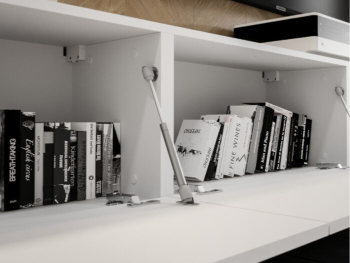 Nowoczesne Meble Do Salonu Modern Style Białe Czarne Frezowane Fronty MDF Lakierowane Solidne Praktyczne