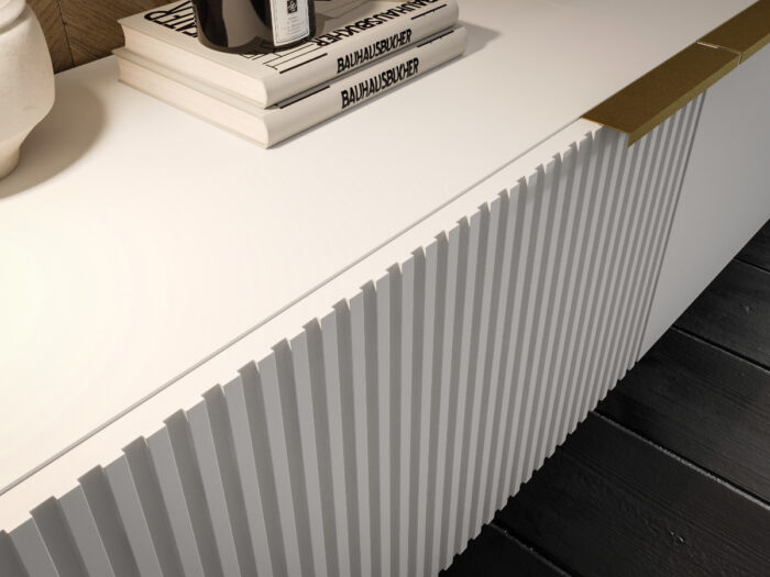Nowoczesne Meble Do Salonu Modern Style Białe Czarne Frezowane Fronty MDF Lakierowane Solidne Praktyczne