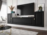Nowoczesna Meblościanka Do Salonu 185X55X35 CM + Cichy Domyk + Fronty Frezowane Malowane MDF 18 MM MAROKO