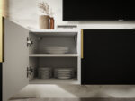 Zestaw RTV Z Lamelami 140 CM - Szafki Wiszące Modułowe + Fronty Frezowane Lakierowane MDF - CAMBRIDGE - OFERTA MAGAZYNOWA - WYSYŁKA 24H