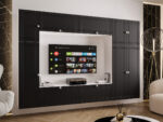 Duży Zestaw RTV Meblościanka Z Szafą 255X170X35 CM - Opcja Własnej Konfiguracji - Fronty Frezowane MDF 18 MM PRAGA
