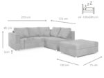 Rozkładany Narożnik 235x172 CM Z Dużą Pufą W Zestawie + Funkcja Spania Pojemnik + Kolory - MOON