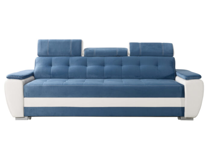 Nowoczesna Sofa Rozkładana 3 Osobowa 230 CM + Regulowane Zagłówki + Sprężyna Falista Pianka Wysokoelastyczna - ADRIA