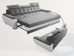 Nowoczesna Sofa Rozkładana 3 Osobowa 230 CM + Regulowane Zagłówki + Sprężyna Falista Pianka Wysokoelastyczna - ADRIA