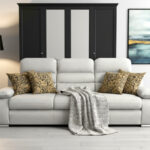 Wygodna Sofa 3 Osobowa 238 CM Rozkładana Kanapa + Regulowane Zagłówki Oraz Podłokietniki + Sprężyna Falista Pianka Wysokoelastyczna - ALBA