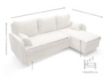 Rozkładany Narożnik Do Salonu 224x146 CM Z Funkcją Spania Pojemnikiem + Sprężyna Bonell Pianka T30 + Wybór Kolorów - KENT