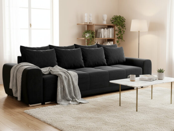 Duża Kanapa 265 CM Sofa 3 Osobowa Wolnostojąca Na Sprężynach Bonellowych + Wybór Kolorów - ATENA