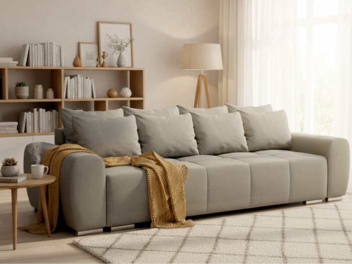 Duża Kanapa 265 CM Sofa 3 Osobowa Wolnostojąca Na Sprężynach Bonellowych + Wybór Kolorów - ATENA