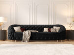 Pikowana Sofa Rozkładana 3 Osobowa 290 CM - Elegancka Kanapa W Stylu Glamour + Pianka HR45 + Sprężyny Bonell - VENUS