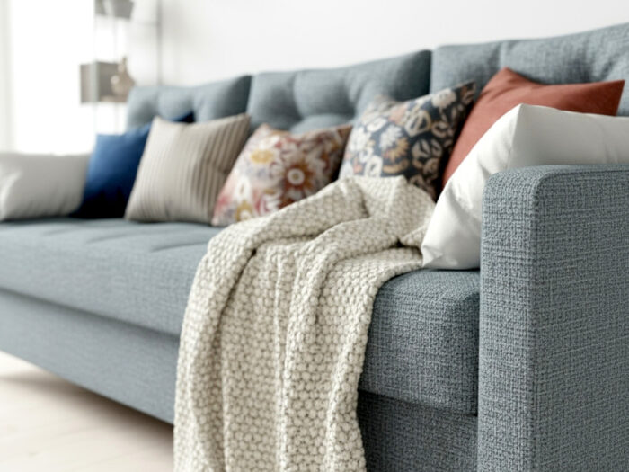 Sofa 3 Osobowa Rozkładana 224 CM Kanapa Z Pojemnikiem + Pikowane Siedzisko Poduszki + Wysokie Nóżki + Wybór Kolorów FLORIDA