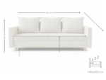 Sofa Z Funkcją Spania 3 Osobowa 222 CM Kanapa Rozkładana Z Pojemnikiem + Wysokie Nóżki + Wybór Kolorów SPRING - obrazek 9
