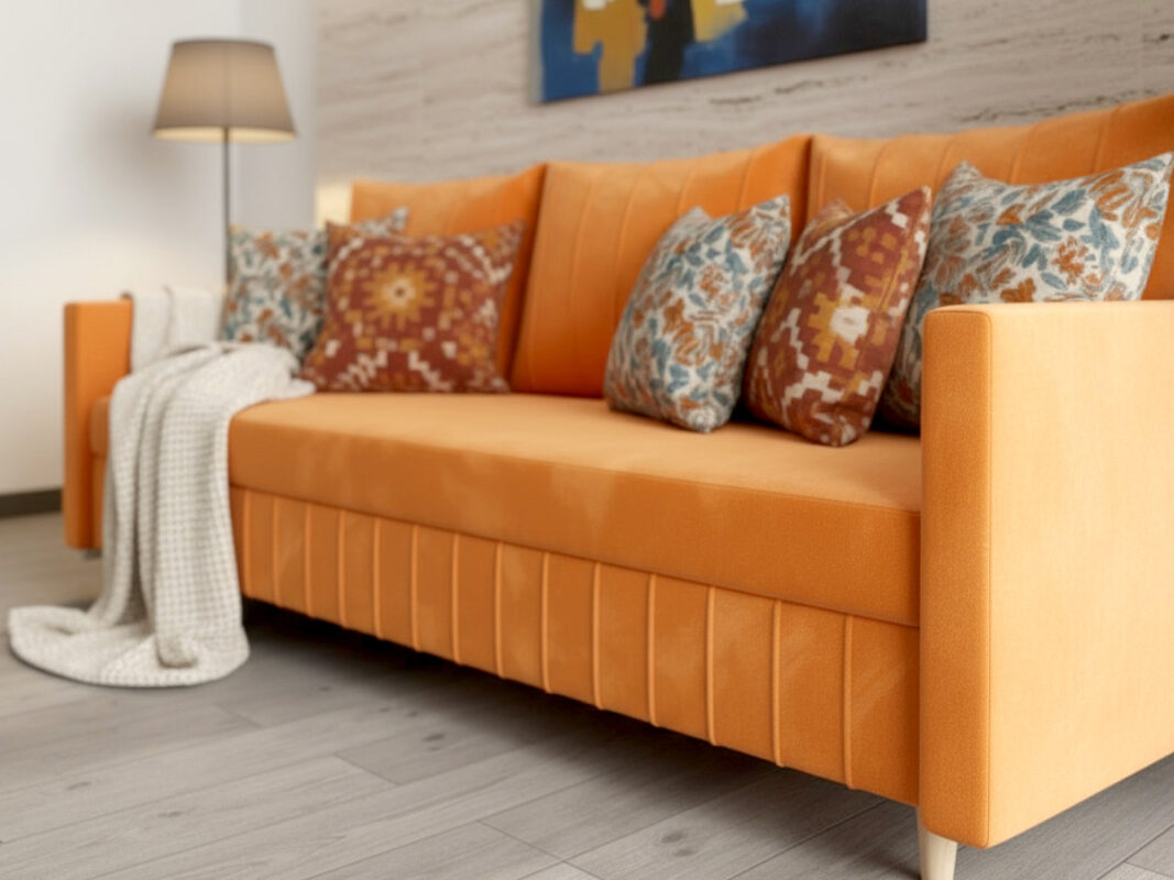 Stylowa Kanapa Rozkładana 224 CM Sofa 3 Osobowa + Pojemnik Na Pościel + Bonell Pianka T30 + Wysokie Nóżki + Wybór Kolorów WATSON