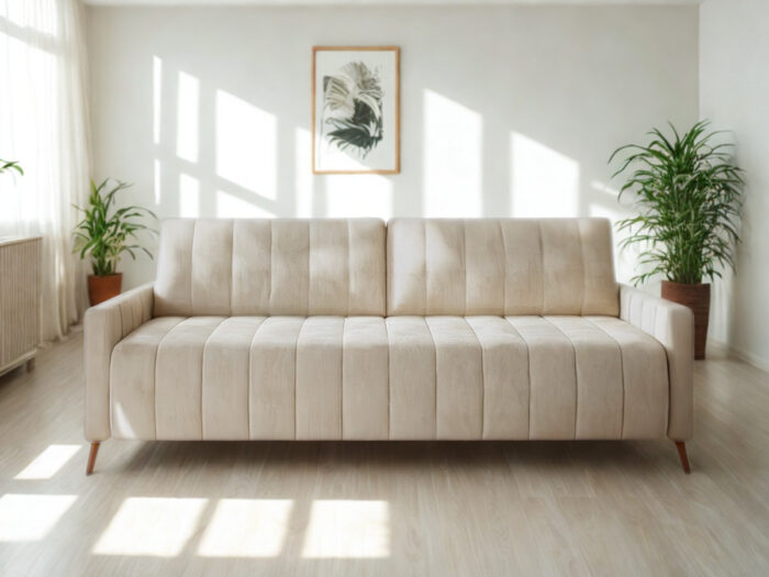 Kanapa Rozkładana 3-Osobowa 226 CM Wygodna Sofa Do Salonu + Wysokie Nóżki + Eleganckie Meble Wypoczynkowe - SUNNY