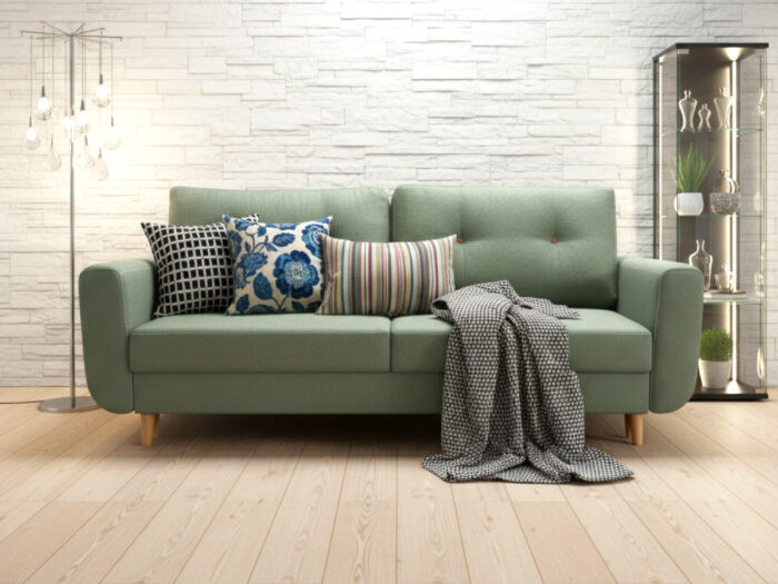 Klasyczna Kanapa Z Funkcją Spania 3 Osobowa Rozkładana Sofa 240 CM + Sprężyna Bonell Pianka Wysokoelastyczna - BIELLA
