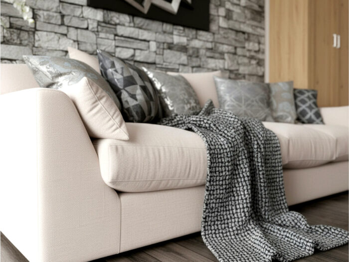 Wygodna Sofa 4-Osobowa 250 CM + Miękkie Poduszki Siedzisko Oparcie + Eleganckie Meble Wypoczynkowe Do Dużego Salonu - ROMA